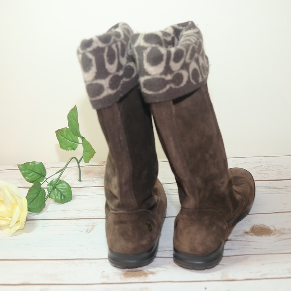 Coach Tatum Brown Suede Sig C Boots Sz 7.5 M - Picture 3 of 8